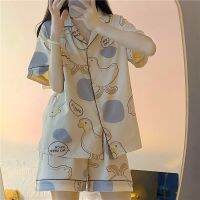 ∏✑● New summer ins pajamas female loose cute student sweet casual short-sleeved summer home clothes two-piece suit