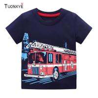 TUONXYE Summer Boys Short Sleeve T-shirts Tops Clothes Fire Truck Pattern Children Clothing Kid Cotton Outfit 2-8Years Girls Swimsuits