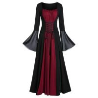 2023 Halloween Medieval Renaissance Vampire Dress for Women Vintage Cosplay Pirate Viking Costume Witch Carnival Dress Up Party