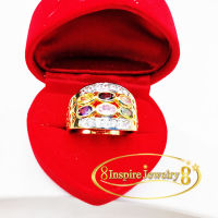 Inspire Jewelry ,แหวนฝังพลอยนพเก้า ฝังเพชรสวิสขนาบบนล่าง ตามแบบ แหวนฝังพลอยนพเก้า เพชรสวิสสองข้างบนล่างขนาบ  งานสวย