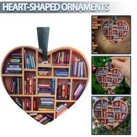 Book Lover Heart Shaped Shelf Pendant Decorative Christmas Gift Tree Decorative L0T0