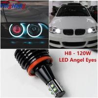 2Pcs 120W LED Canbus Error Free Angel Eyes Light Headlight Lamp For BMW E90 E92 E82 E60 E70 X5 E71 X6 Fog Lights White Blue Red