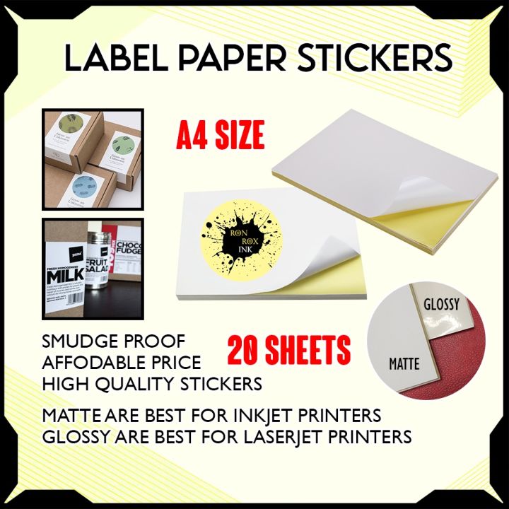 Label Sticker Paper Glossy sticker Matte sticker 150 GSM A4 size ...