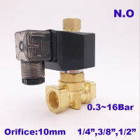 GOGO 2 Way ทองเหลืองน้ำปกติเปิด Solenoid วาล์ว14 38 12นิ้ว AC 220V 24V 12V Orifice 10มม. 16bar PXC วาล์วความดัน