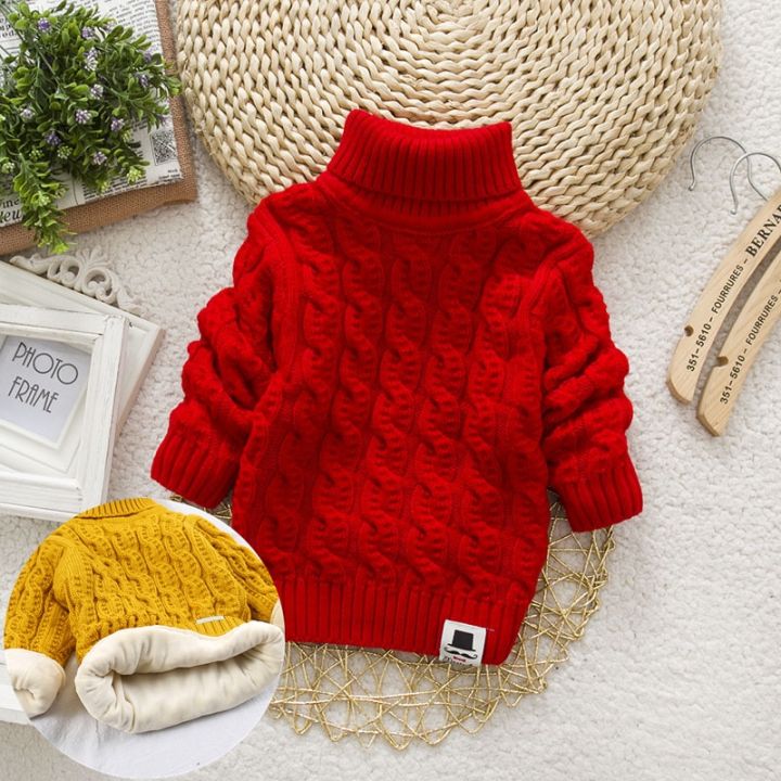 philology-plush-inside-pure-color-winter-boy-girl-kid-thick-knitted-turtleneck-shirts-solid-high-collar-pullover-fluff-sweater