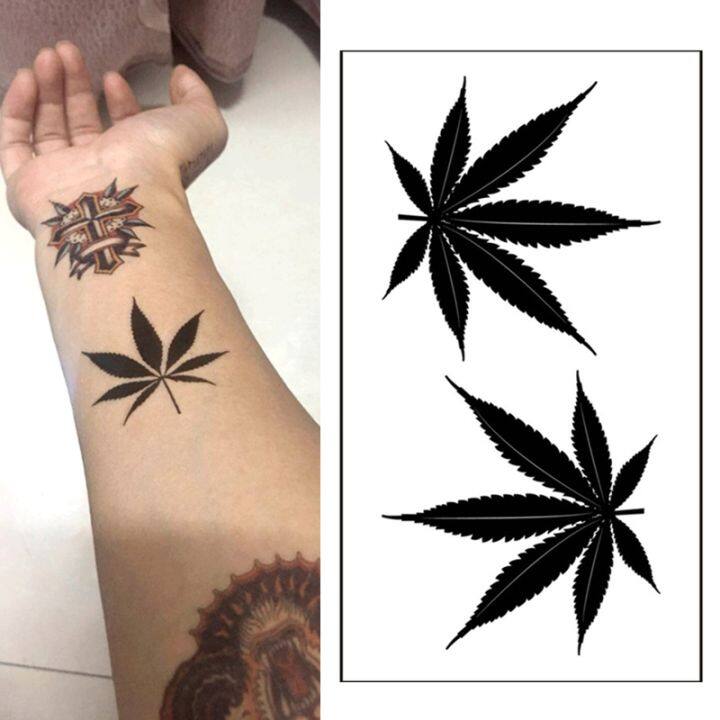 cw-1pcs-waterproof-temporary-tattoo-sticker-black-maple-leaf-fake-tattoo-for-women-men-body-art-shoulders-neck-arms-tatoo