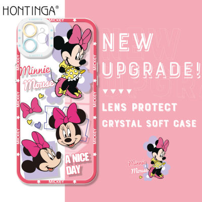 เคสโทรศัพท์ Hontinga สำหรับ iPhone 15 Pro Max 14 Pro Max 13 Pro Max 13 mini 12 Pro Max 12 mini 11 Pro Max iPhone 14 Plus เคสใสใสเคส Mickey Minnie Mouse คลุมทั้งหมดซิลิโคนนิ่มเคสโทรศัพท์ยางกันกระแทกเคสนิ่ม