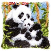 DIY Latch Hook Cushion Kits Panda Pillow Case Crochet Craft Acrylic Yarn for Embroidery Sofa Bed Cushion Cover Home Decoration