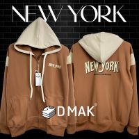 เสื้อคลุมแขนยาว แต่งแขน  เสื้อกันหนาว มีฮู้ด New york พร้อมส่ง