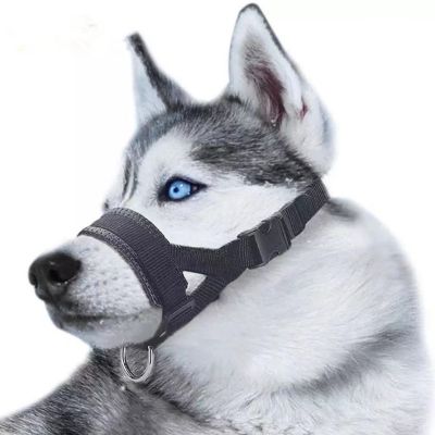 Dog Adjustable Mask Anti Bite Pet Muzzle Collar Chew Sleeve Nylon Strap Leader Training Leash Barking Leader Belt