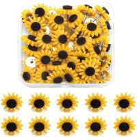 ☊✴¤ 20/30/40/50/60PCs Metal Sunflower Shape Push Pins Drawing Photo Studs Office School Binding Accessories