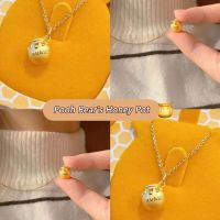 Cute Pooh Bear Honey Pot Necklace Temperament Poof Bear Pendant Collarbone Chain Women Fashion Accessories 【AUG】