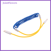 JointFlowers 120W สายดาต้าแบบพับเก็บได้ USB อะลูมิเนียมอัลลอย C สายดาต้าที่สายชาร์จเร็วสายชาร์จแบบถักสีตัดกันอุปกรณ์โทรศัพท์สาย