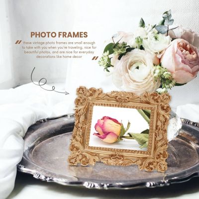 5Pcs Vintage Resin Picture Frame Wall Hanging Photo Frame Table Top Jewelry Display Frame Holiday Party Hotel Decor