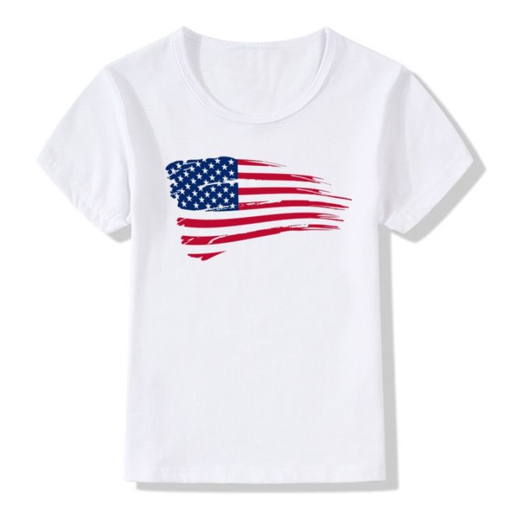 เสื้อยืดธงชาติอเมริกาผู้รักชาติจากสหรัฐอเมริกา2020เสื้อยืดสีขาวลำลองสำหรับเด็ก-ooo363เสื้อแขนสั้นฤดูร้อนของเด็กชายหญิง