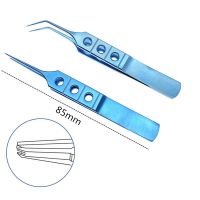 85Mm Titanium Forceps Toothed Forceps Straight / Angled  Shafts Tying Platforms Ophthalmic Instrument Double Eyelid Tweezers