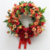 AOXUE High quality artificial simulation rose wreath door wall hanging garland for family wedding party decoration fake flowers