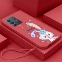 เคส Vivo V23 5G Vivo V23 Pro เคสนิ่มใส่โทรศัพท์ซิลิโคนเหลวป้องกันเคสกันกระแทกมือถือเรียบเคสโทรศัพท์โทรศัพท์กระต่ายน่ารักพร้อมสายคล้อง