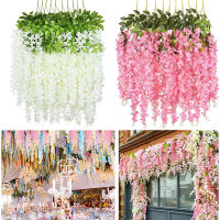 【cw】110cm Fake Ivy Wisteria Flowers Artificial Plant Wedding Arch Decoration Fake Flower Vine Garland For Room Garden Floral Decor ！