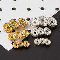 600pcs Iron &amp; Brass Rhinestone Spacer Beads for Jewelry Bracelet Making DIY Grade B Rondelle Clear 6~10x3~4mm Mixed 2 Color