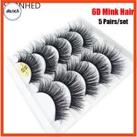 DANCH SKONHED 5 Pairs เครื่องมือแต่งหน้าตา ปุยหลายชั้น Wispy Flared ต่อขนตา ขนตาปลอม Crisscross 6D Faux Mink Hair