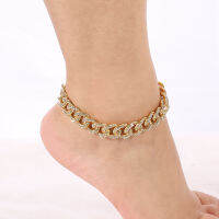 Couple Cuban Anklet Three Color Hip Hop Jewelry Rhinestone Clip Bracelet Miami Punk Style Jewelry