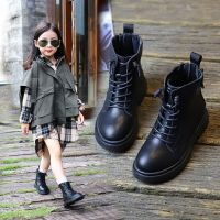 Real soft leather childrens boots 2023 spring and autumn new student British style Martin boots girls soft bottom short boots single boots