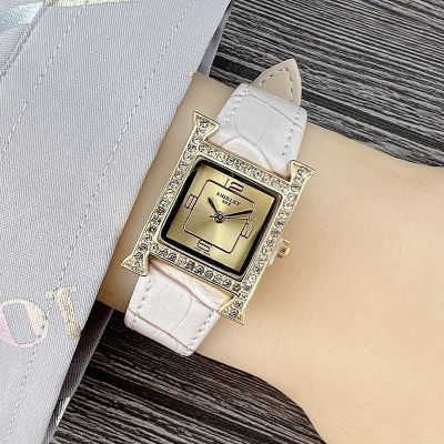 ข้ามพรมแดนขายร้อนผู้หญิงเข็มขัดนาฬิกา นาฬิกาข้อมือเพชรทรงเหลี่ยมแฟชั่นสำหรับสาวๆ TikTok Live Watch Supply