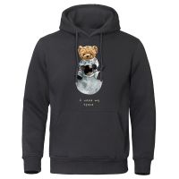 American Astronaut Teddy Bear Printed Hoody Mens Cartoons Fashion Hoodie Casual Loose Clothes Oversized Crewneck Streetwear Male Size XS-4XL