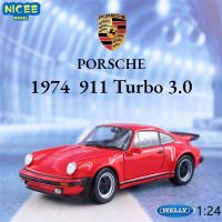 รถสปอร์ต1974ปอร์เช่911เทอร์โบ3.0สีแดงรถโลหะผสมจำลองของตกแต่งหัตถกรรมทันสมัยของสะสมของเล่น B57ของขวัญ