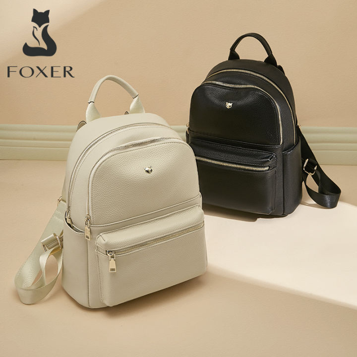 foxer-ใหม่หนังกระเป๋านักเรียนเรียบง่ายความบันเทิงขนาดใหญ่สุภาพสตรีกระเป๋าสะพายเดินทางคุณภาพสูงสุภาพสตรีสุภาพสตรีกระเป๋าสะพายไหล่