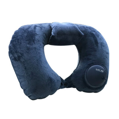 Auto Inflatable Travel Pillow,ROMIX U-shaped Neck Velvet Pillows Foldable Hand Press Office Nap Head Rest Air Cushion Travel