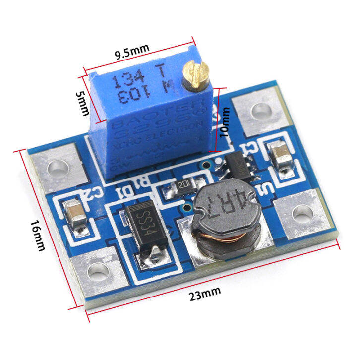 บูสต์คอนเวอร์เตอร์-dc-dc-sx1308-2-24v-เป็น2-28v-2a-ชุดแปลงไฟ-diy-โมดูลเพิ่มพลังปรับได้1ชิ้น-dc-dc-sx1308-2a