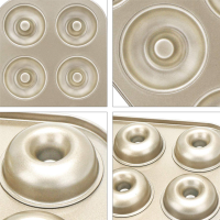 Madeleine Pan,4 Pieces Donut Baking Tray, Carbon Steel Donut Mold, Donut Baking Dish Bag Mould 6 Doughnuts