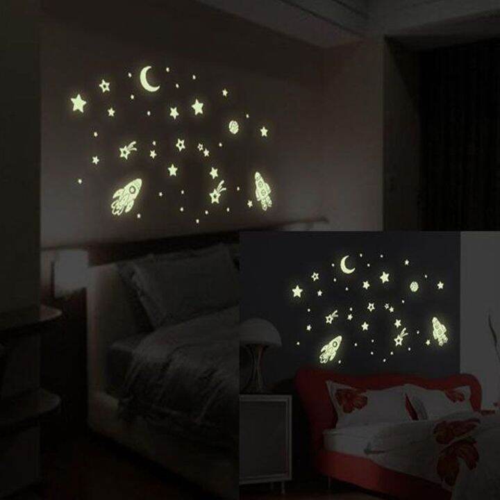 wallpaper-sticker-for-wall-wallpaper-dinding-wallpaper-xunjie-diy-luminous-home-decor-art-decal-kids-baby-room-glow-in-dark-space-stars-planet-rocket-wall-stickers