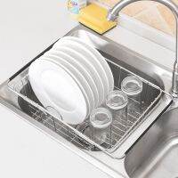 Stainless Steel Sink Basket ตะกร้าสเตนเลส คว่ำจาน ซิงค์ล้างจาน ตะแกรงวางผลไม้ ปรับความยาวได้