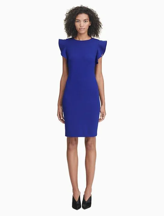 Calvin Klein Ruffle sleeve sheath dress, women's dress, office dress |  Lazada PH