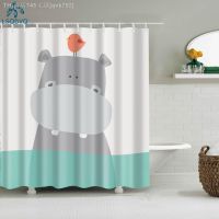 【CW】┇  Elephant Shower Curtain Print Curtains Washable for With 12