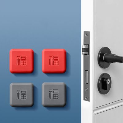 New Silicone Door Handle Bumpers Self Adhesive Deurstopper Protection Porte Pad Shock Mute Blessing Square Wall Protector Pad Decorative Door Stops