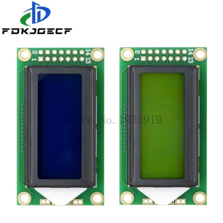 หน้าจอแสดงผลโมดูล-lcd-8x2-0802แผงวงจรรวมสีน้ำเงิน-เหลืองเขียว