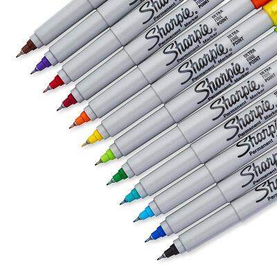 Sharpie 37175เครื่องหมายถาวรอัลตร้าไฟน์จุดน้ำมันกันน้ำหมึกสีปากกามาร์กเกอร์ Sharpies เครื่องหมายบนกระดาษพลาสติกโลหะ