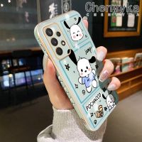 Chenyyka เคสปลอกสำหรับ Samsung กาแลคซี A32 5G A32 4G M32 5G ดีไซน์ใหม่ลายการ์ตูนน่ารัก Pochacco เคสโทรศัพท์ชุบหรูหราแฟชั่นลายขอบด้านข้างคลุมทั้งหมดเลนส์กล้องถ่ายรูปกล่องกันกระแทกเคสนิ่ม