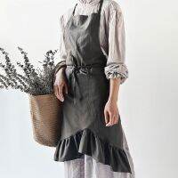 【CW】 Aprons Woman Cotton Adjustable Baking Apron Barista Sleeveless Pastry Chef Bibs Gardener Workwear