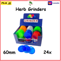 1 box of 24 Grinders, 60MM, acrylic, 1 กล่อง x 24 เครื่องบดสมุนไพร พลาสติก 60 mm. 3 ชั้น คละสี ส่งเร็ว 1 box x 24 herb grinders spice crushers, 420, 60 mm, 3 layer, acrylic, random colours, FAST DELIVERY