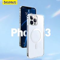 Baseus Magnetic Phone Case For iPhone 14 13 Pro Max Back Cover Transparent Protective Magnet Case Support Wireless Charging Case