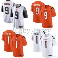 BH3 Cincinnati Bengals NFL ฟุตบอล Jersey No.9 Burrow No.1 Chase Tshirt Top Legend Jersey หลวมกีฬา Tee Unisex HB3