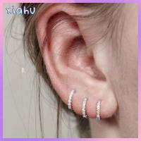 XIAHU ผู้หญิงผู้ชาย 8mm เครื่องประดับร่างกาย ต่างหูฮักกี้ฮูป Helix Cartilage Tragus แหวนจมูก ต่างหูเพทาย CZ เจาะหู ลูกบาศก์เซอร์โคเนีย ต่างหู CZ หลากสี