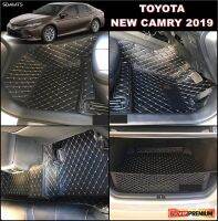 พรมปูพื้นรถยนต์ NEW CAMRY 2019 รุ่น6D VIP สีดำด้ายครีม หนาพิเศษ รวมแผ่นท้าย