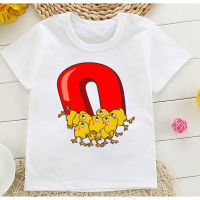 Chic Magnet Bird Print T-Shirt Girls/Boys ChildrenS Clothing Summer Fashion Tops Tee Shirt Kawaii Kids Clothes