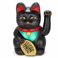 Black 5inch / 12.5cm Feng Shui Beckoning Cat Wealth Fortune Lucky Waving Kitty Decor Five Colors Shop Decoration Lucky Cats Good